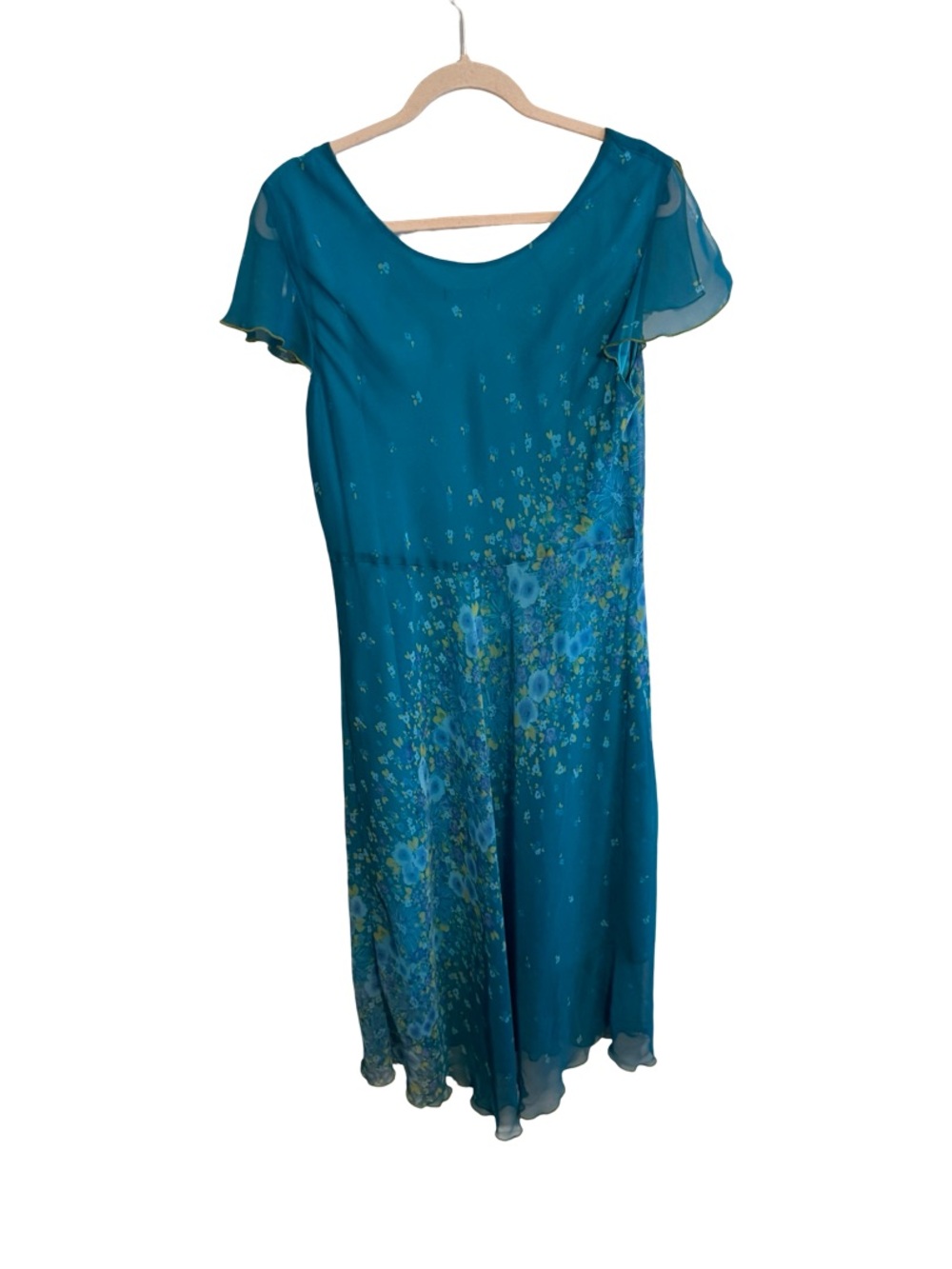Vintage Sangria Blue Floral Sheer Midi Dress Women’s Size 16 Fairy Cottagecore - Picture 3 of 7